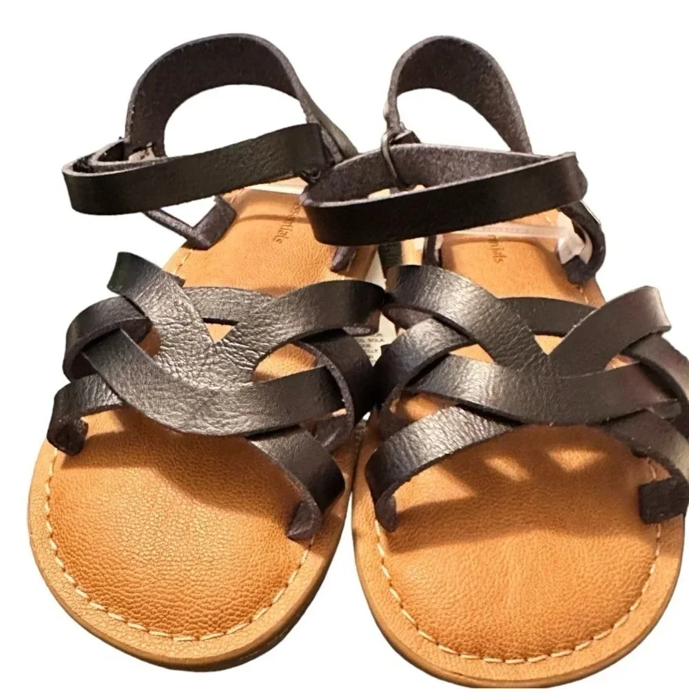 Amazon Essentials Girls' Strappy Sandal Color is BLACK